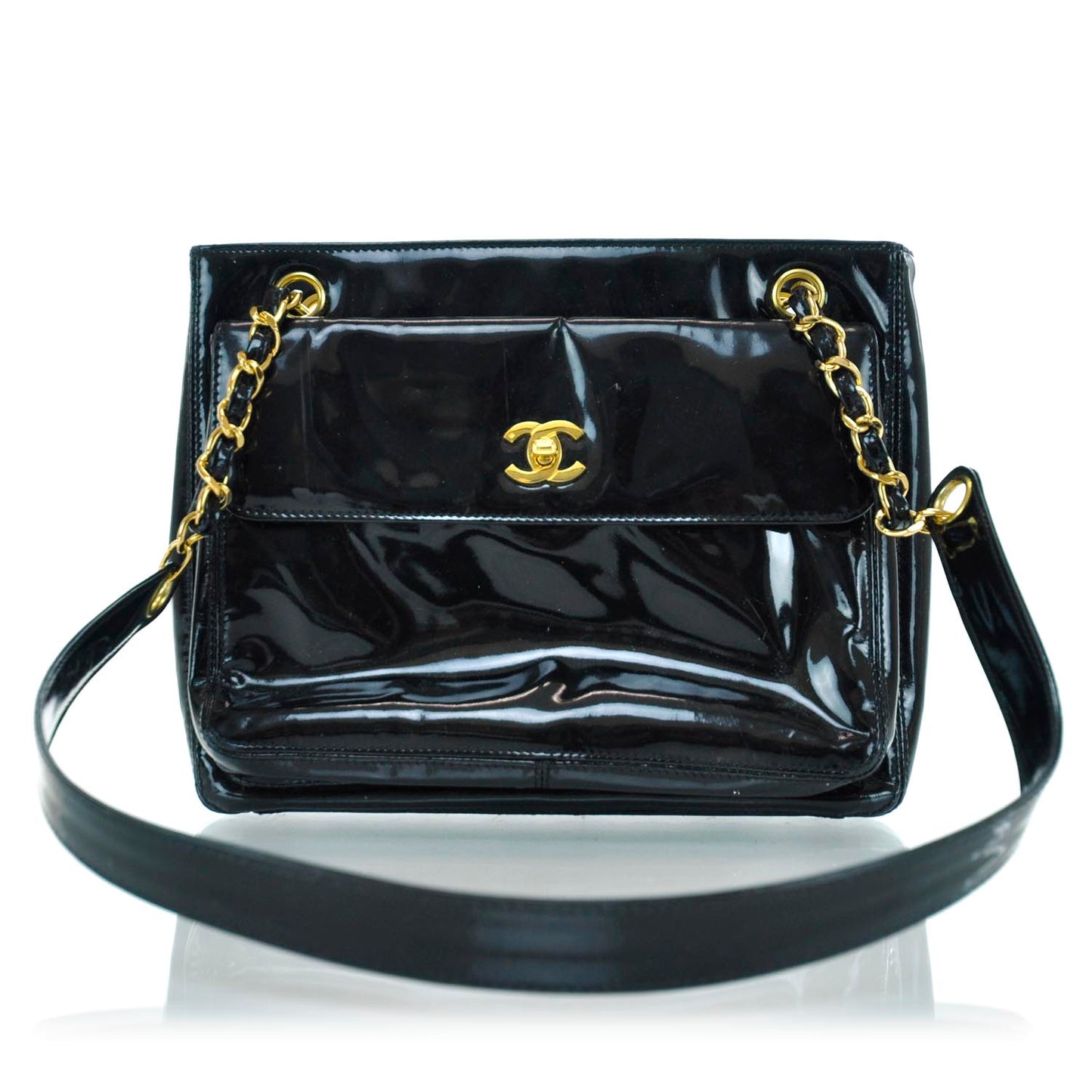 Patent Shoulder Bag Black