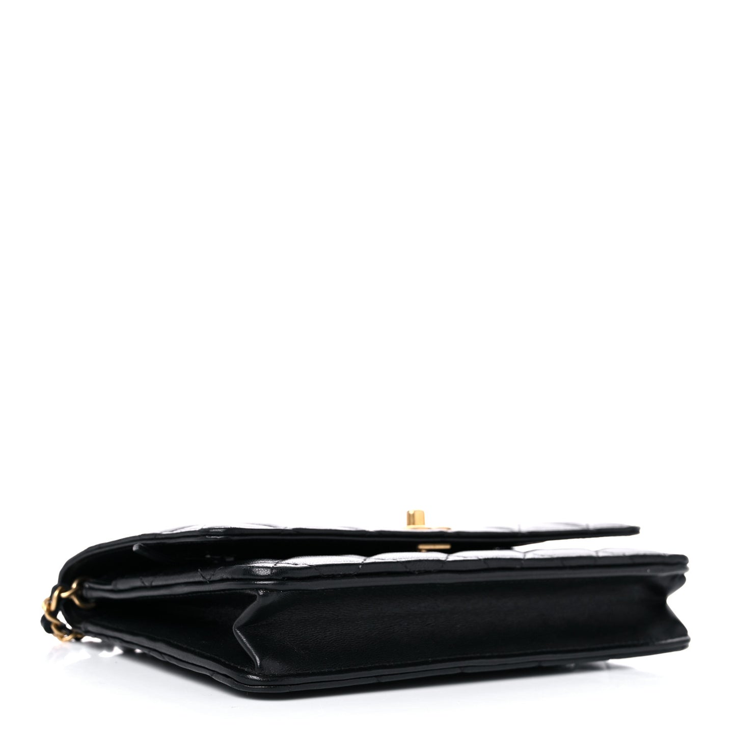 Lambskin Quilted CC Pearl Crush Wallet on Chain WOC Black