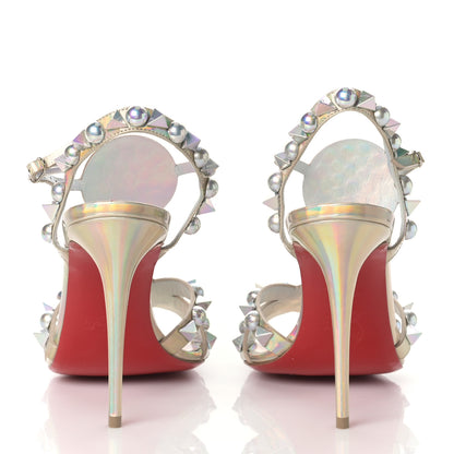Christian Louboutin Iridescent Patent Embellished Goldora 100 Sandals 35 White 5 of 9