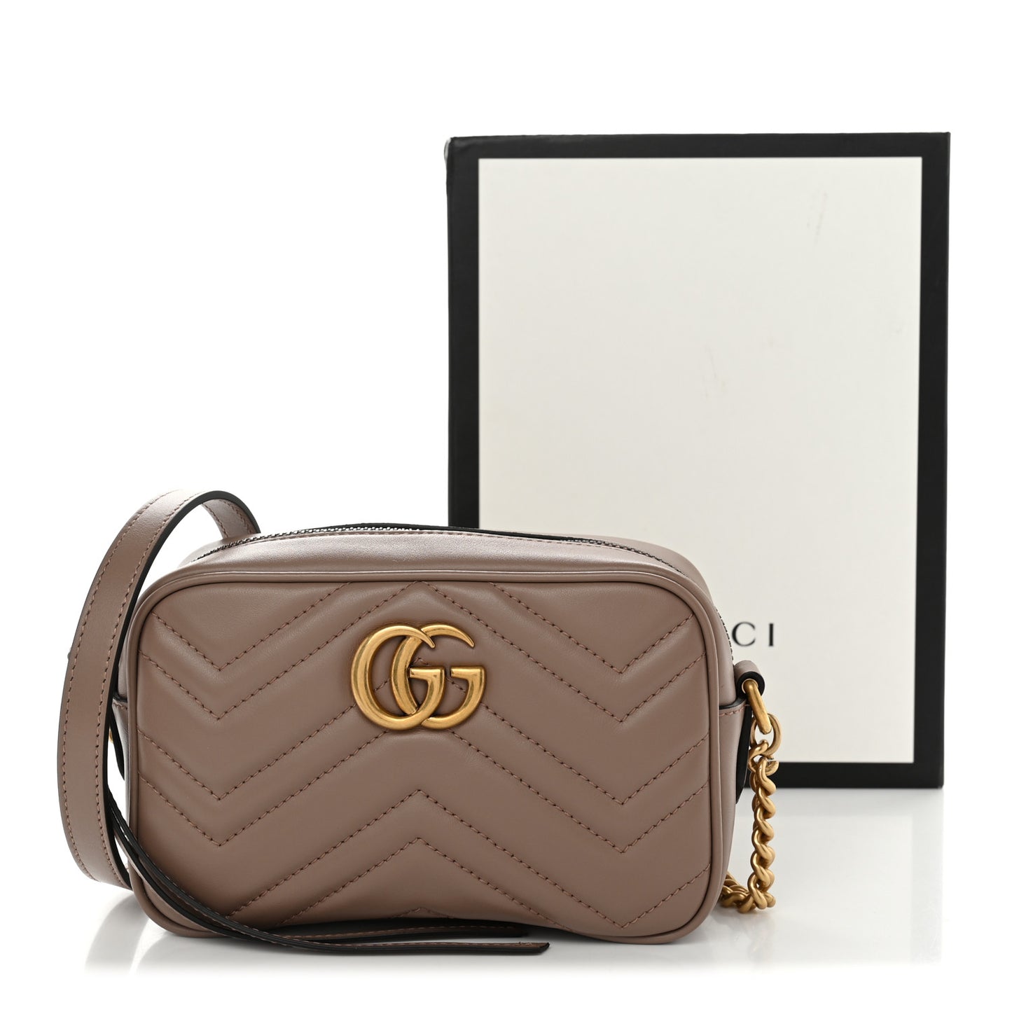 Calfskin Matelasse Mini GG Marmont Camera Bag Porcelain Rose