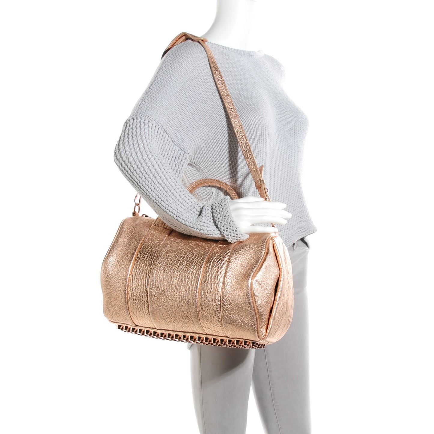 Metallic Pebbled Lambskin Rocco Rose Gold Hardware