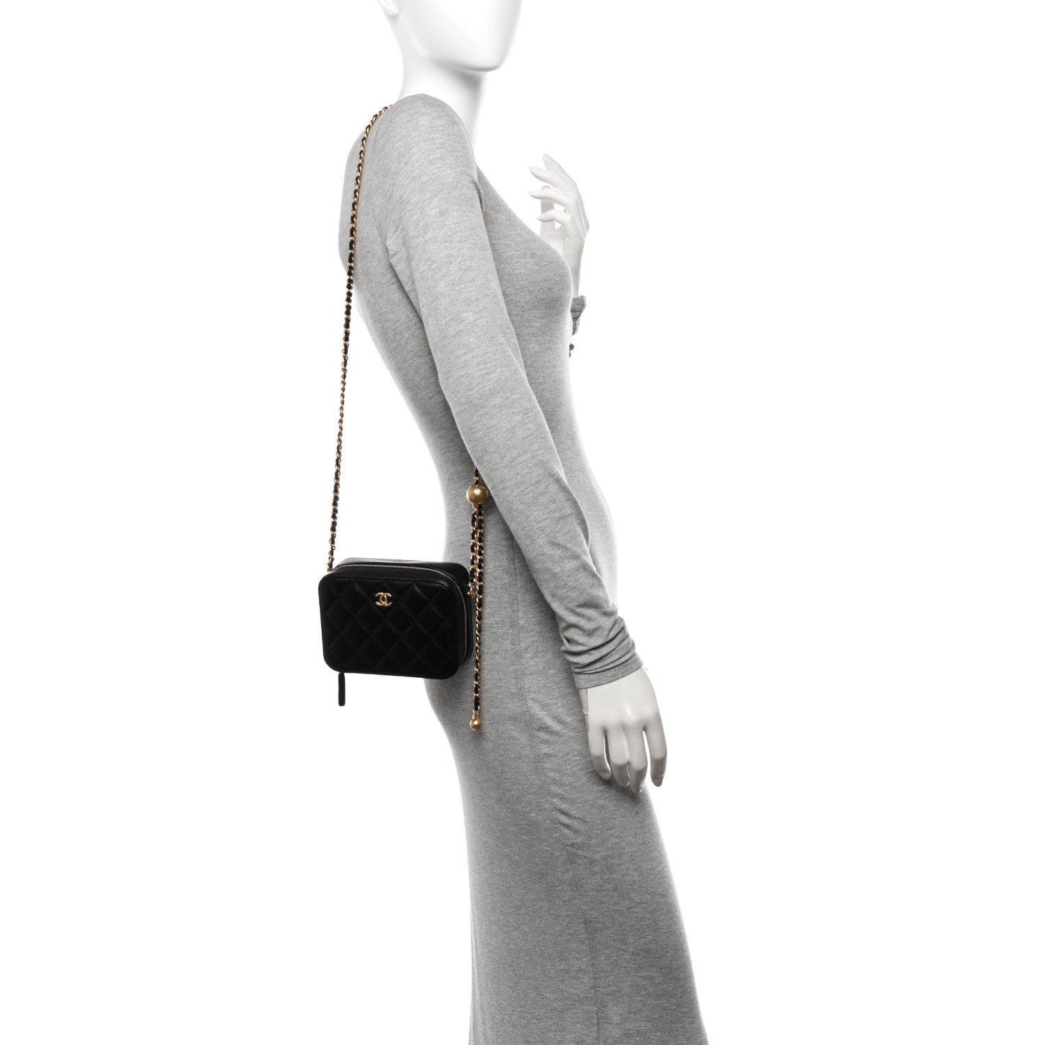 Chanel Lambskin Quilted CC Pearl Crush Camera Case Black 2 of 11