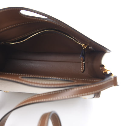 Burberry Canvas Smooth Calfskin Two Tone Mini Pocket Bag Natural Malt Brown 5 of 11