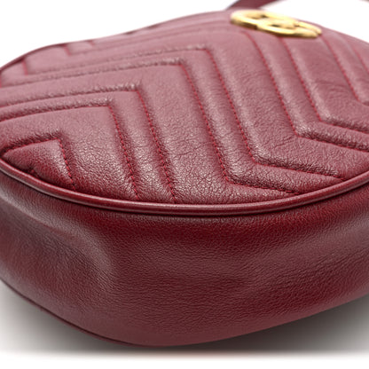 Gucci Glazed Calfskin Matelasse Heart Mini GG Marmont Round Shoulder Bag Romantic Cerise 10 of 10