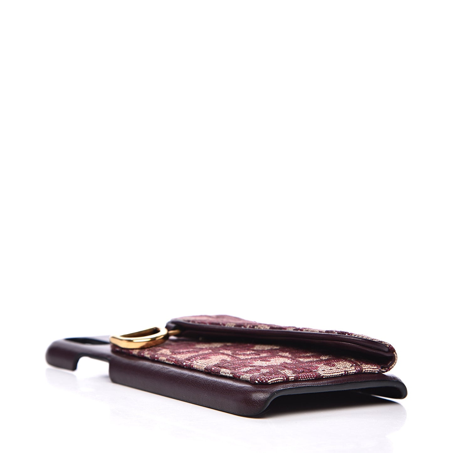 Oblique Calfskin Saddle iPhone X Case Bordeaux