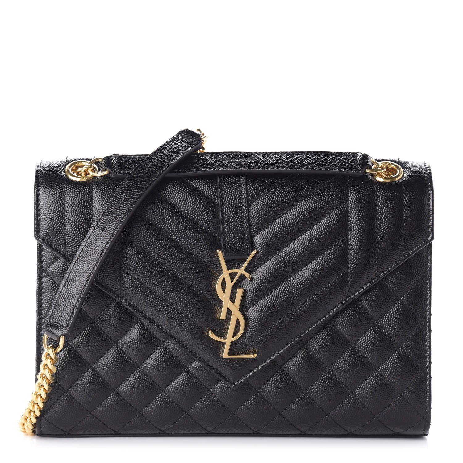 Saint Laurent Grain De Poudre Textured Mixed Matelasse Triquilt Medium Monogram Satchel Black 1 of 9