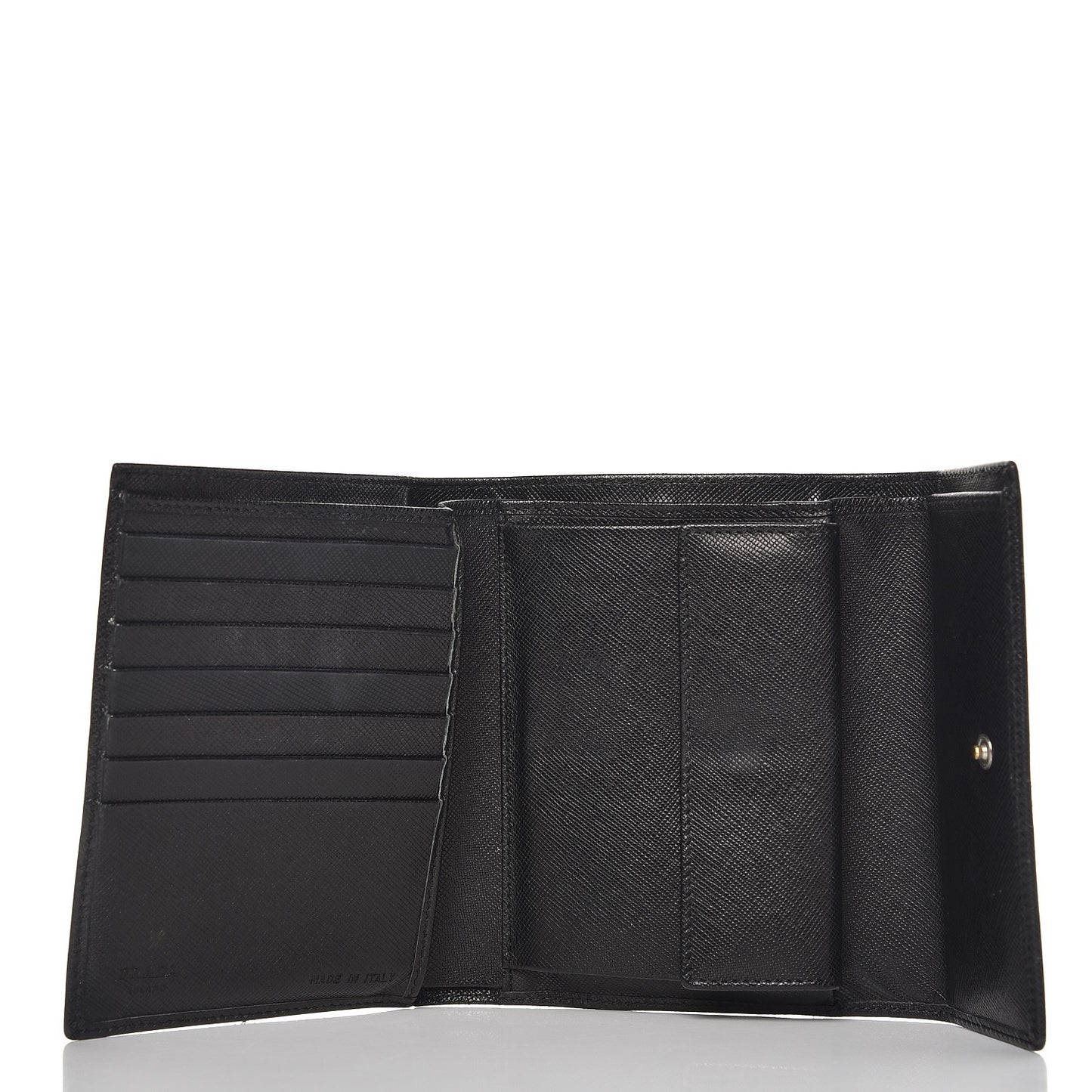 Saffiano Triangle Flap Compact Wallet Nero Black