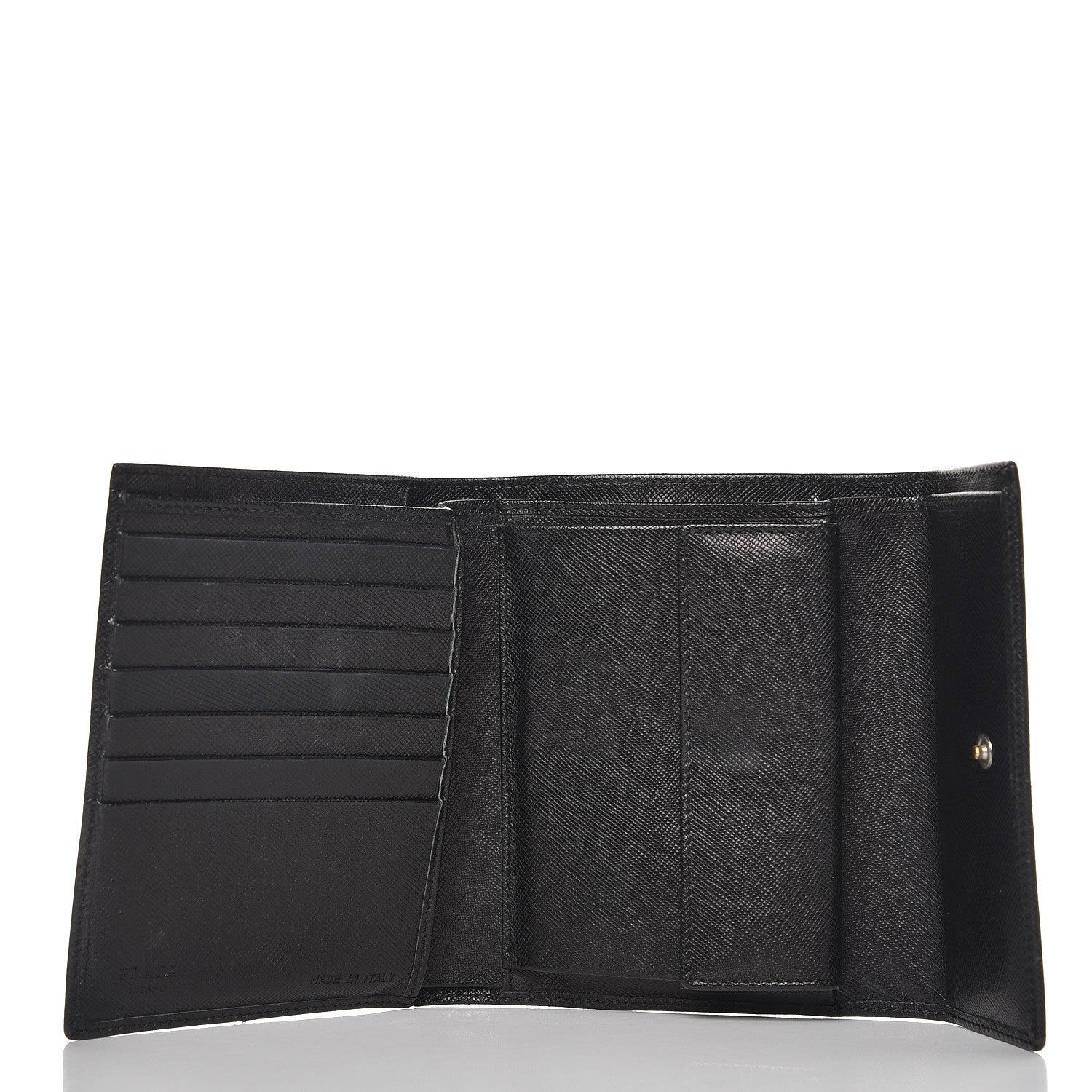 Prada Saffiano Triangle Flap Compact Wallet Nero Black 5 of 11