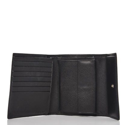 Prada Saffiano Triangle Flap Compact Wallet Nero Black 5 of 11