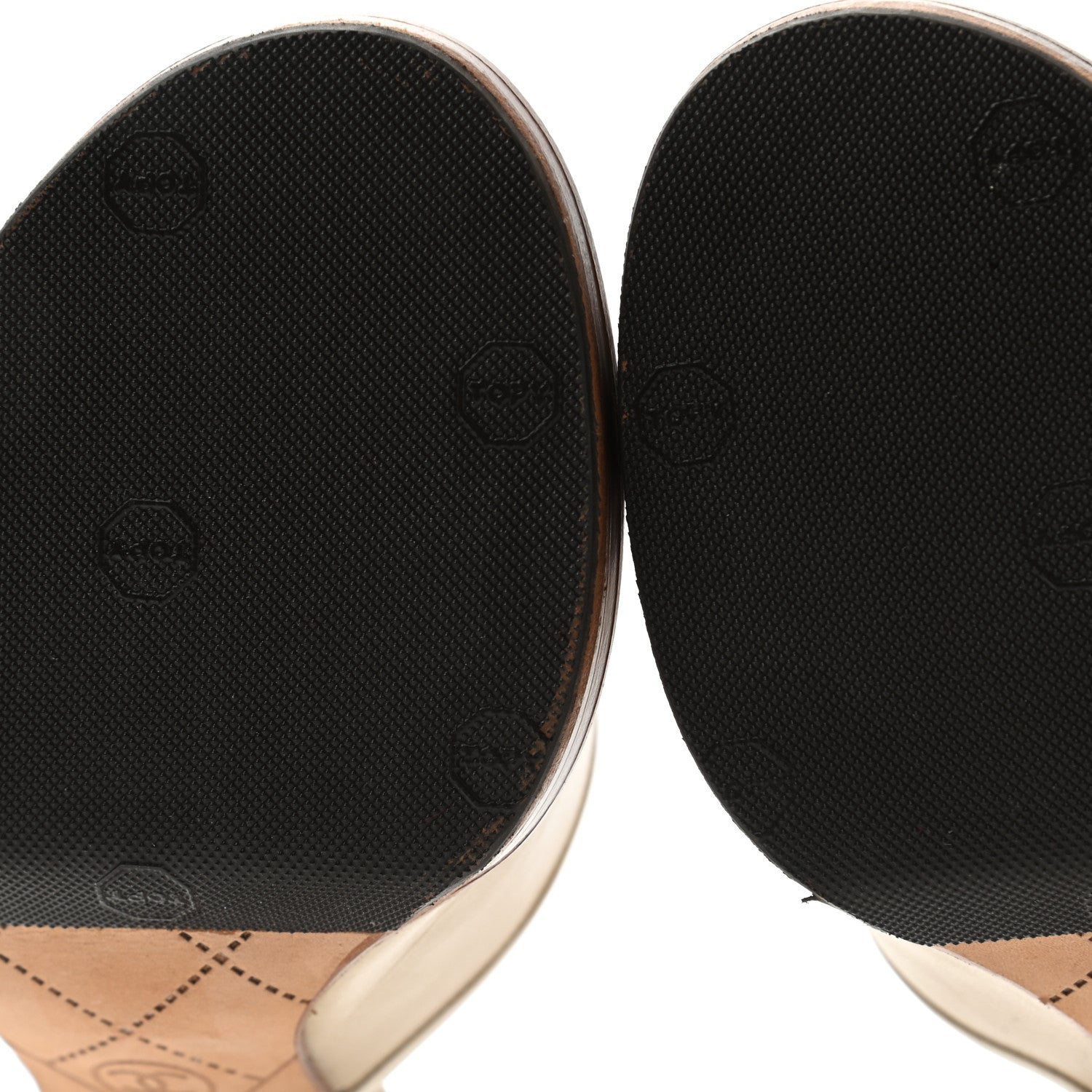 Chanel CC Turnlock Sandals 35 Beige White 7 of 12
