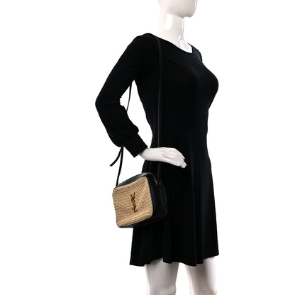 Saint Laurent Raffia Canvas Monogram Mini Lou Camera Bag Beige Black 2 of 9