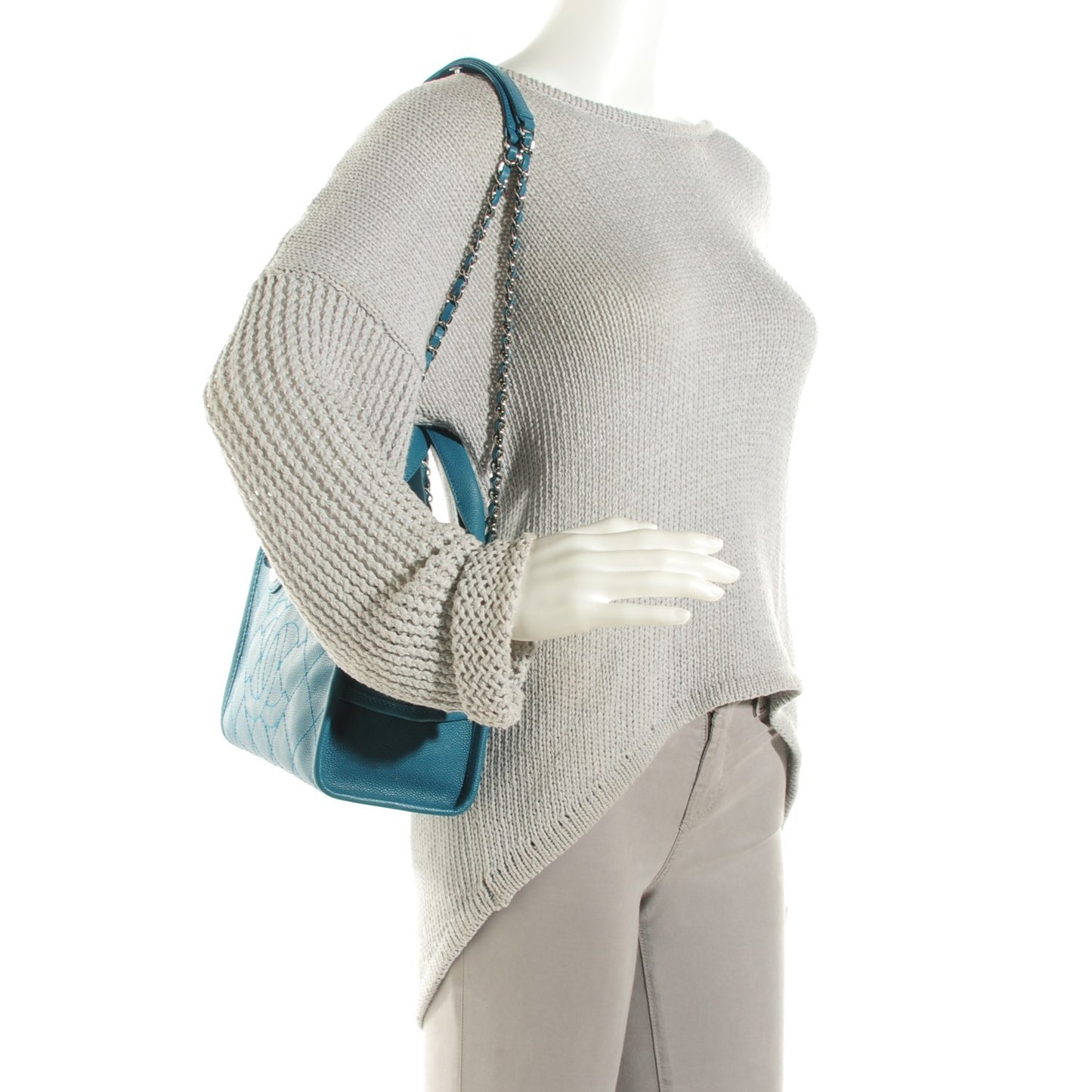 Caviar Quilted Deauville Bowling Bag Blue