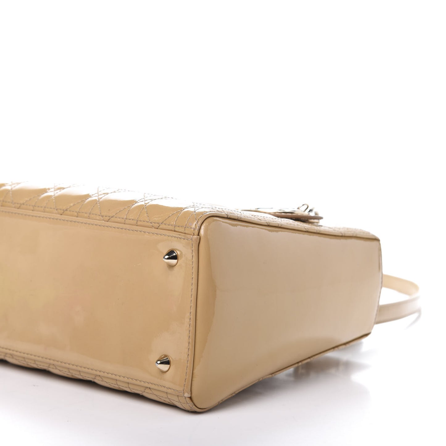 Patent Cannage Medium Lady Dior Beige