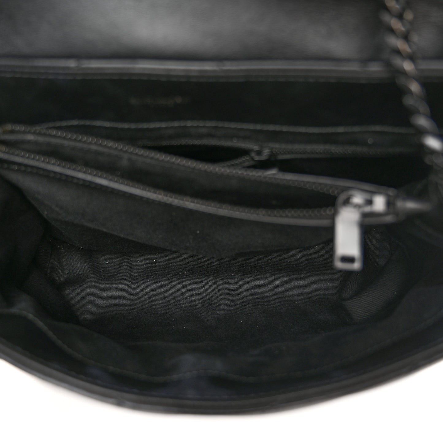 Calfskin Y Quilted Monogram Monochrome Medium Loulou Chain Satchel Black