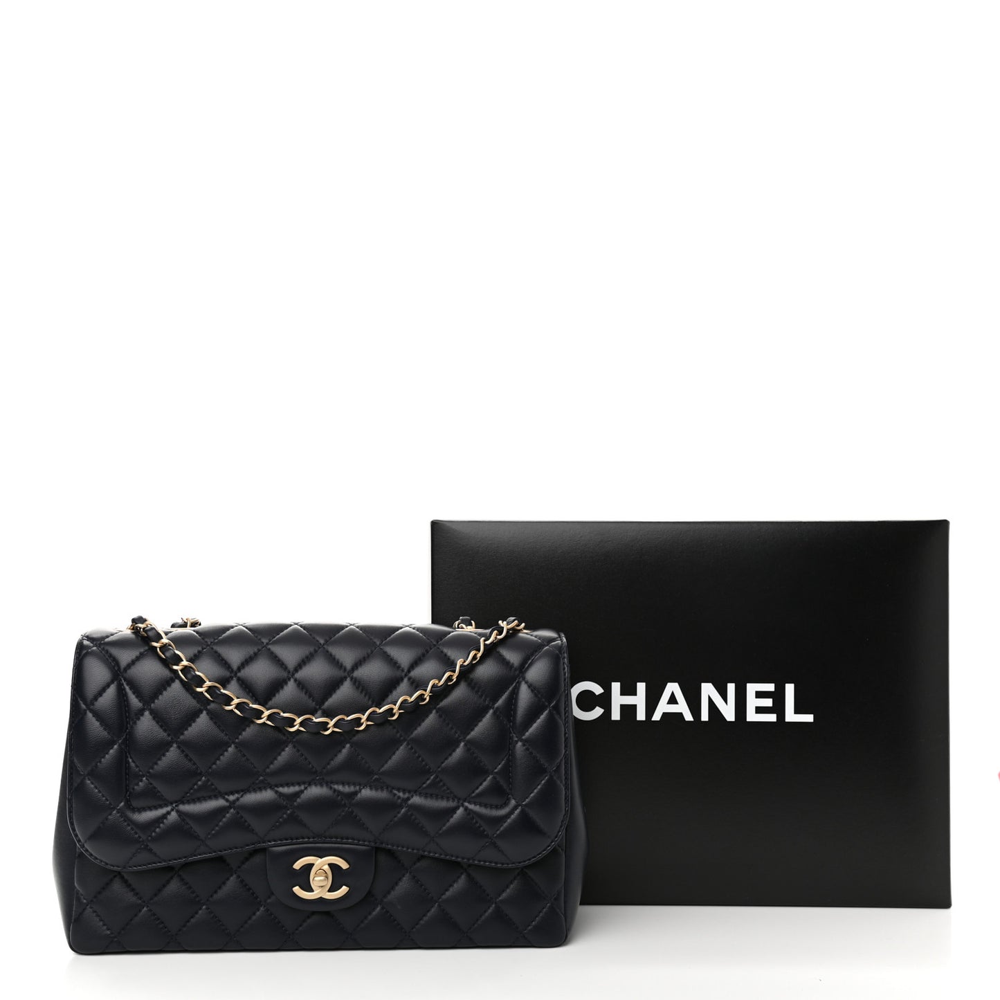 Lambskin Quilted Jumbo Mademoiselle Chic Flap Navy