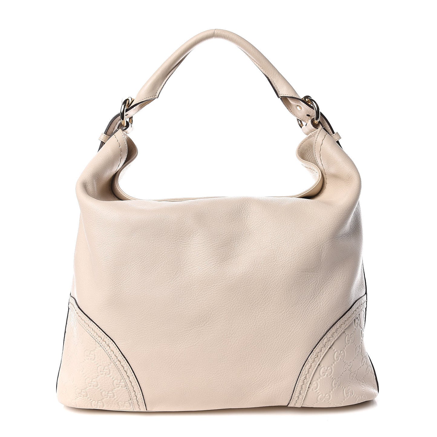 Calfskin Guccissima Trim Large Signoria Hobo Ivory