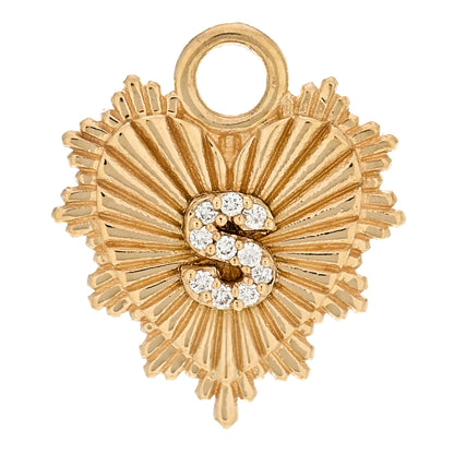 Foundrae 18K Yellow Gold Diamond Initial S Miniature Heart Medallion Pendant 1 of 3