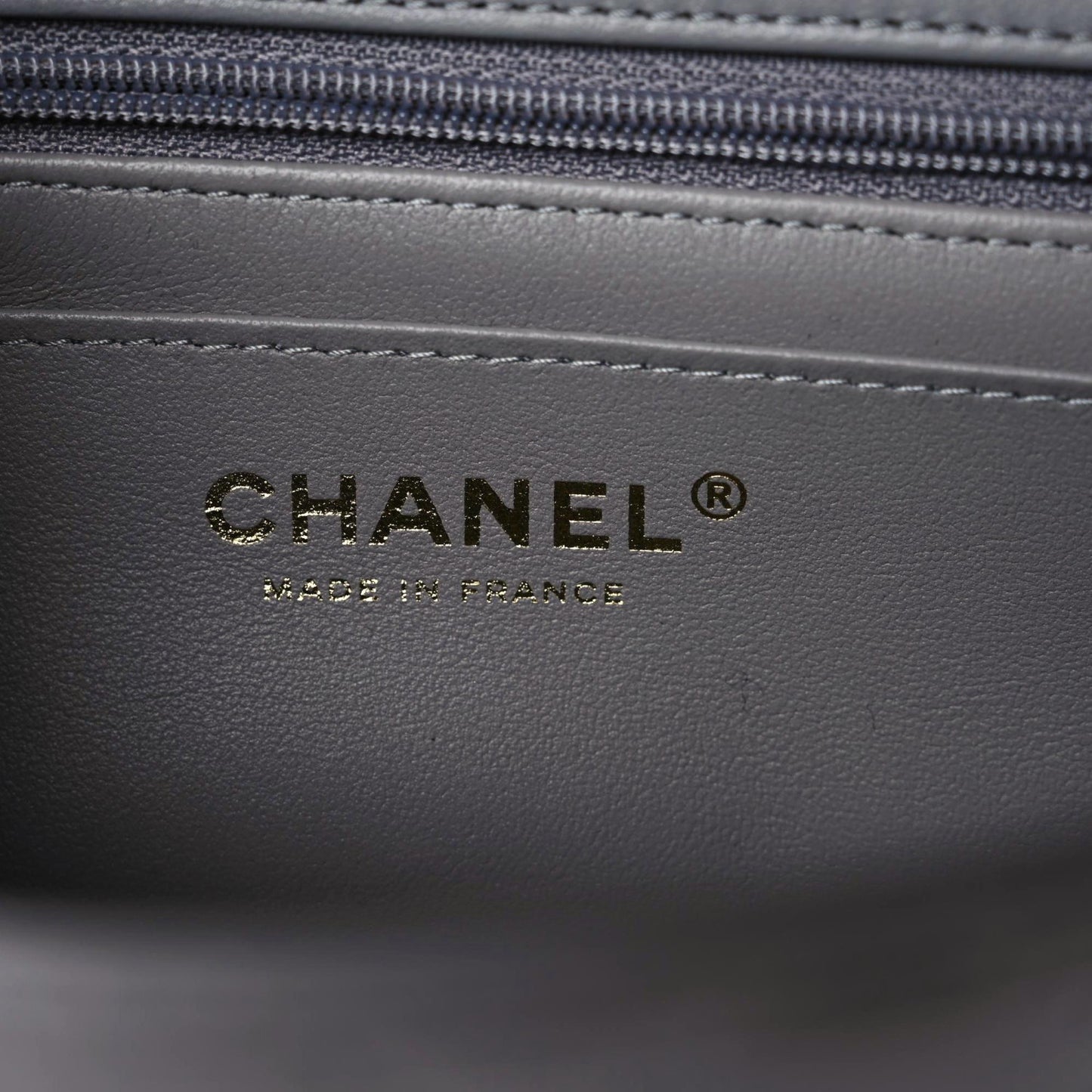 Lambskin Metal Quilted Mini Top Handle Rectangular Flap Grey