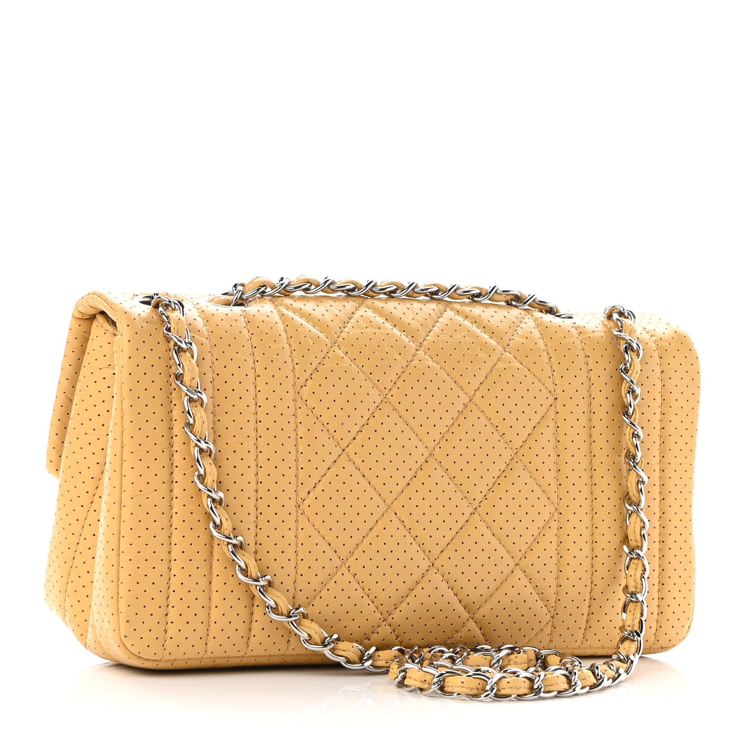 Aged Calfskin Perforated Flap Beige