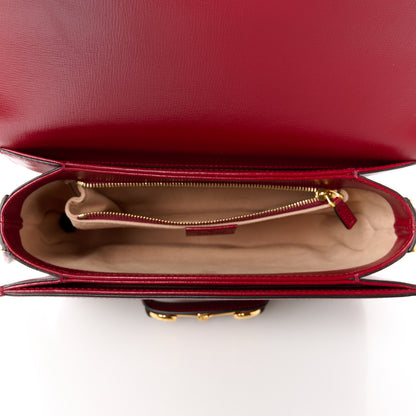 Gucci GG Supreme Monogram Azalea Calfskin Horsebit 1955 Shoulder Bag Beige Ebony New Cherry Red 5 of 11