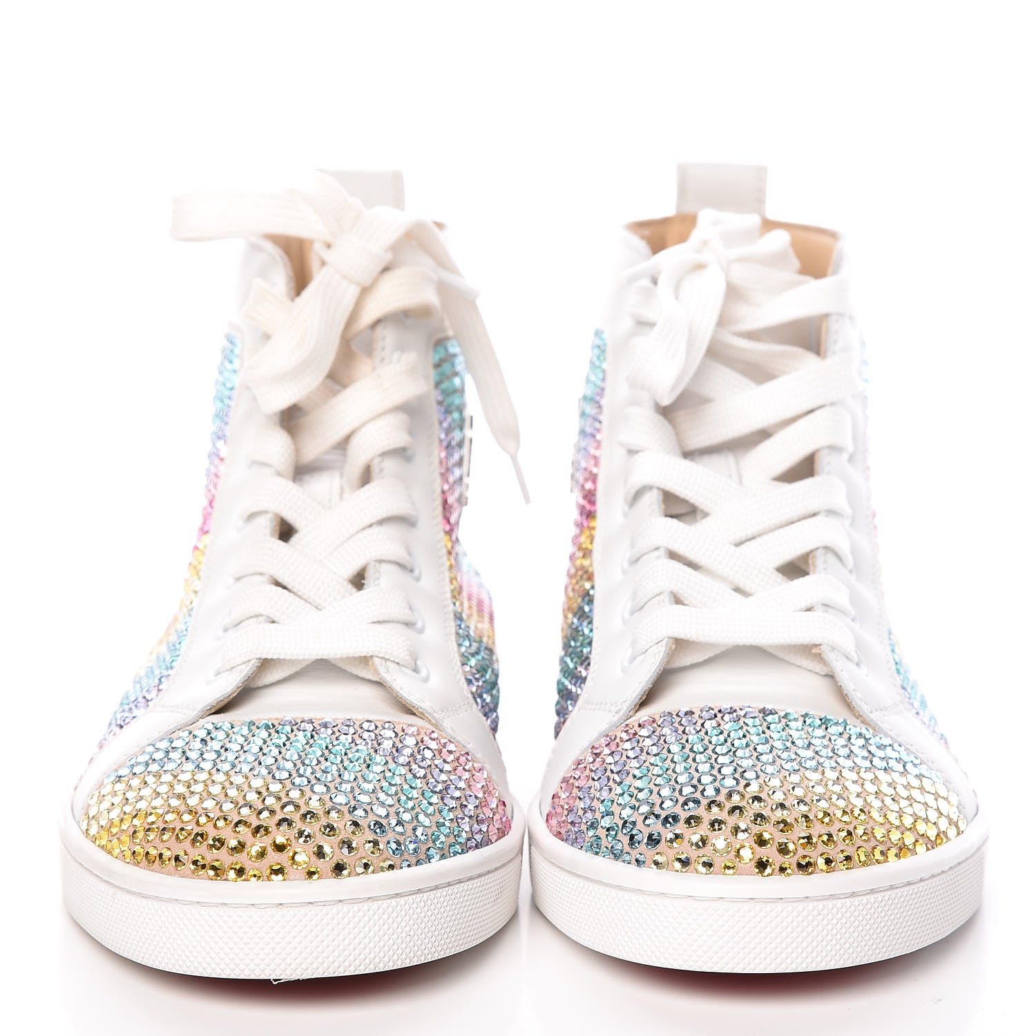 Christian Louboutin Veau Velours Calfskin Crystal Womens Rainbowbip Flat Sneakers 36 Version Multi 2 of 14
