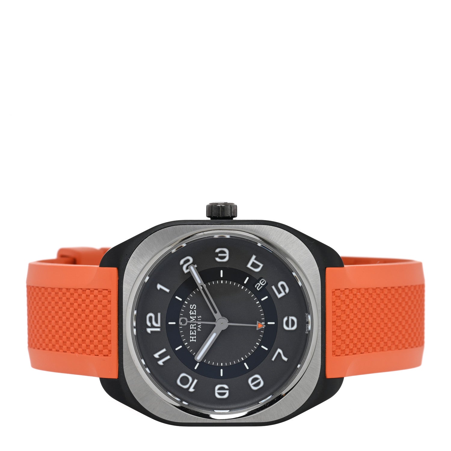 Hermes DLC Coated Titanium Rubber 39mm H08 Automatic Watch Orange 2 of 5