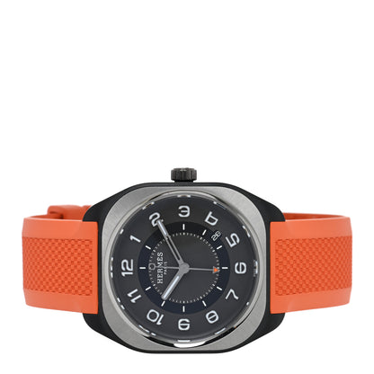 Hermes DLC Coated Titanium Rubber 39mm H08 Automatic Watch Orange 2 of 5