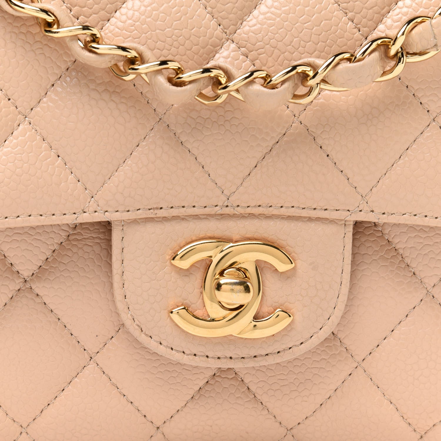 Chanel Caviar Quilted Medium Double Flap Beige 7 of 14
