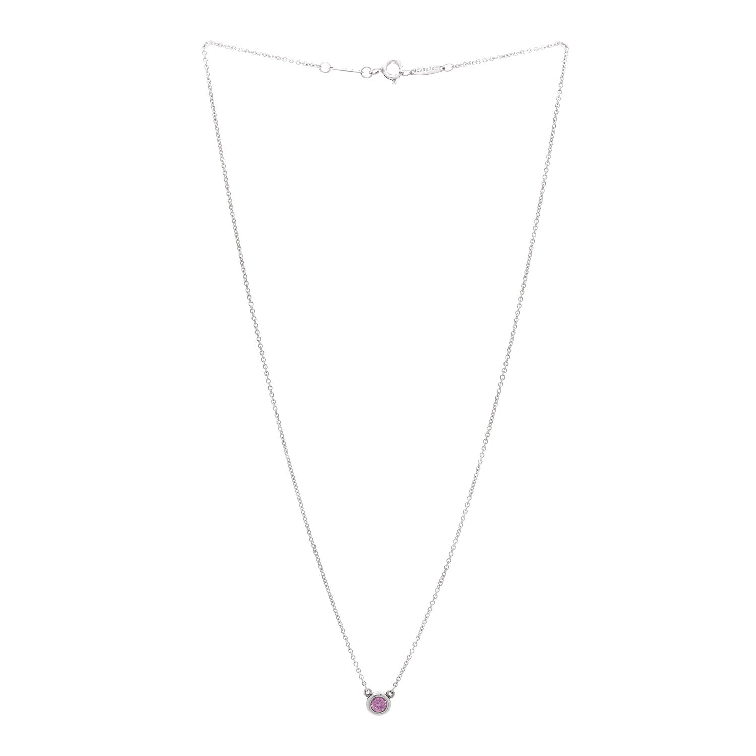 Tiffany Sterling Silver Pink Sapphire Elsa Peretti Color By The Yard Necklace 3 of 7