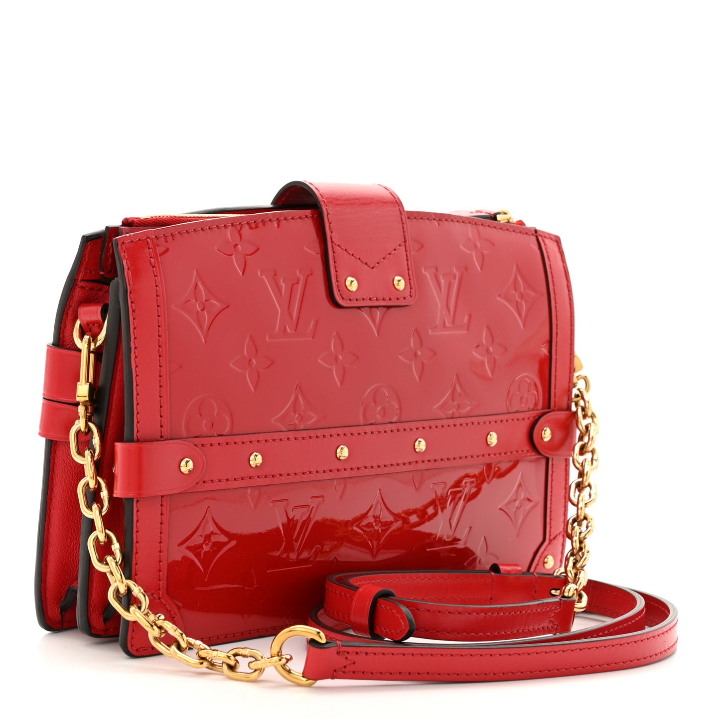 Vernis Trunk Clutch Cherry