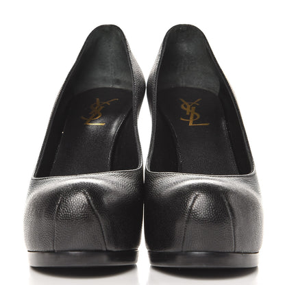 Saint Laurent Vernigolf Tribute Two 80 Platform Pumps 37.5 Black 2 of 9