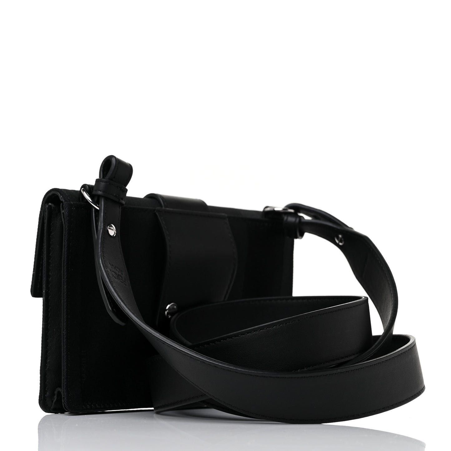 Recycled Nylon Vitello Grace Light Pequin Baguette Belt Pouch Black