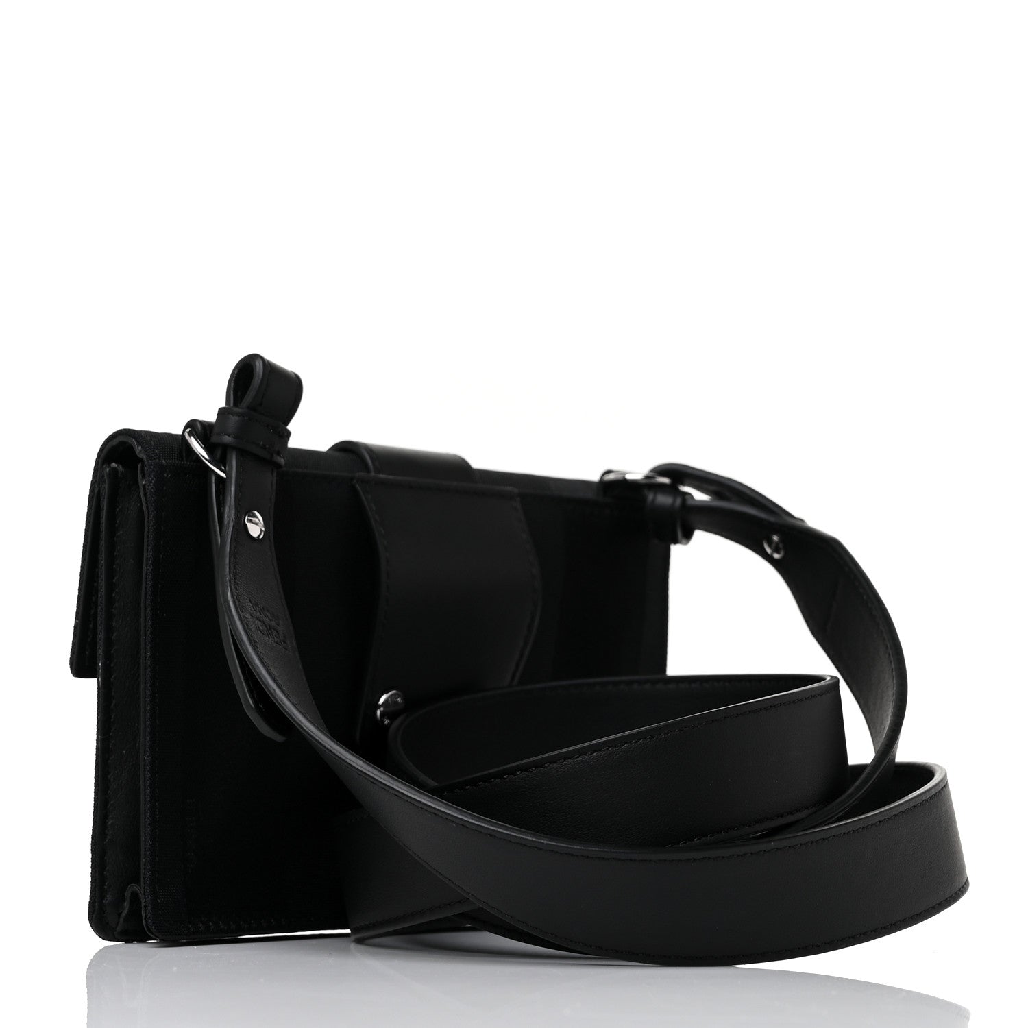 Fendi Recycled Nylon Vitello Grace Light Pequin Baguette Belt Pouch Black 3 of 9