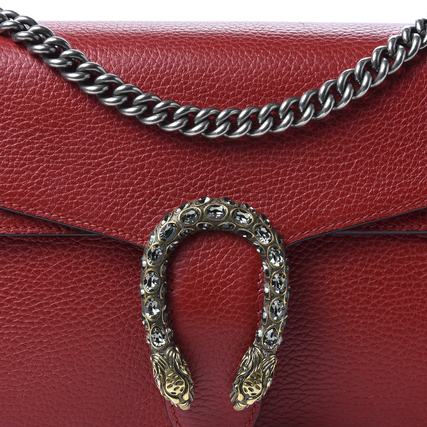 Dollar Calfskin Swarovski Crystal Small Dionysus Shoulder Bag Hibiscus Red