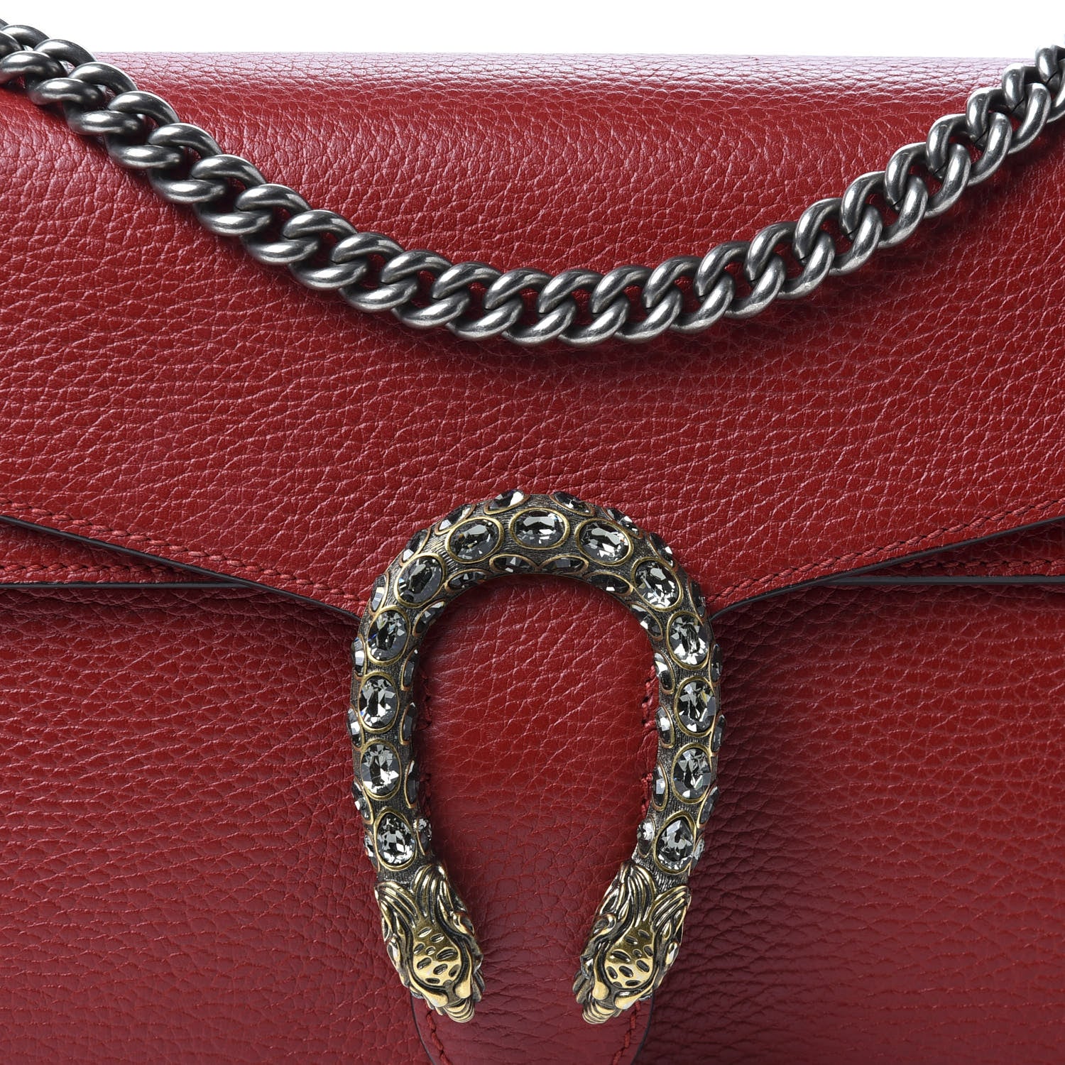 Gucci Dollar Calfskin Swarovski Crystal Small Dionysus Shoulder Bag Hibiscus Red 10 of 10