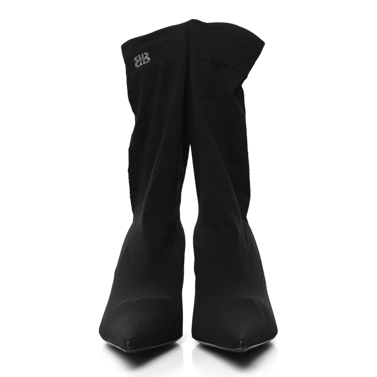 Balenciaga Knit BB Logo Extreme Pointed Toe Knife Booties 36 Black 3 of 7