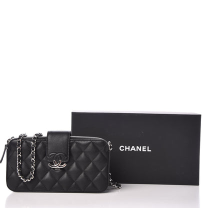 Chanel Lambskin Quilted CC Box Clutch With Chain Black 9 of 9
