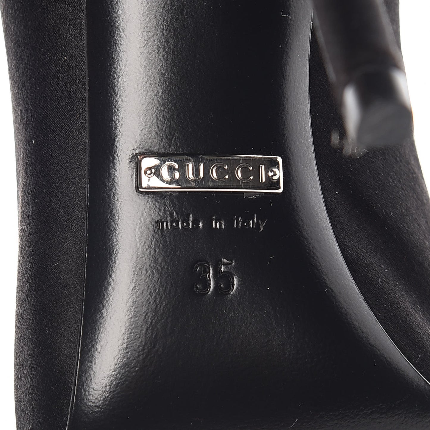 Satin Crystal Bow Pumps 35 Black
