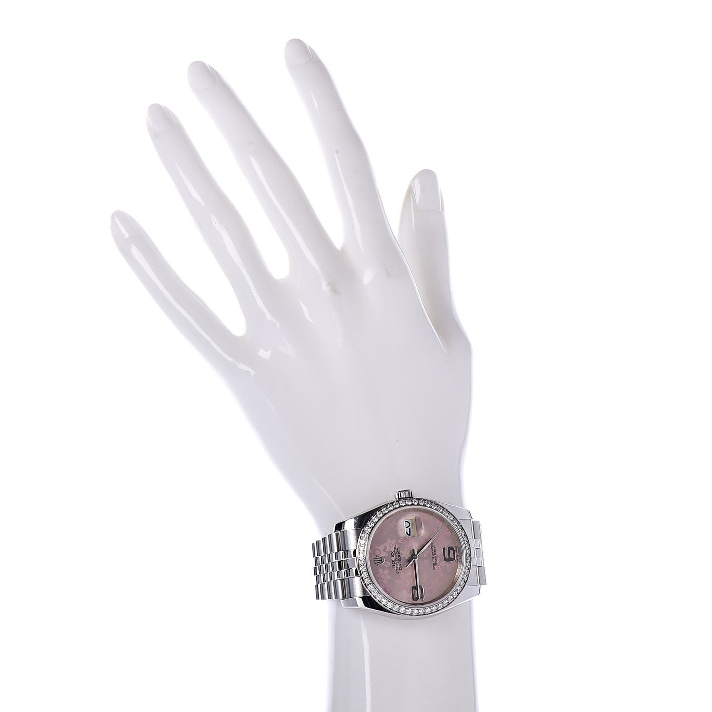 Stainless Steel 18K White Gold Diamond 36mm Oyster Perpetual Datejust Watch Pink Flowers 116244