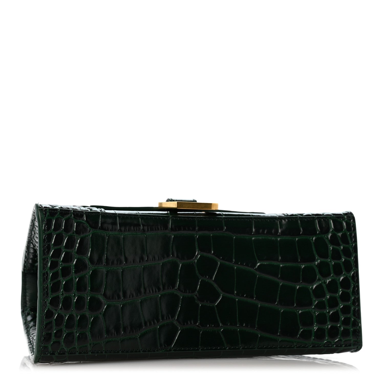 Balenciaga Shiny Calfskin Crocodile Embossed Small Hourglass Top Handle Bag Forest Green 4 of 13
