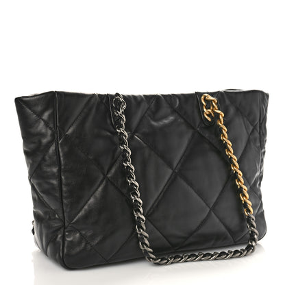 Chanel Lambskin Quilted Chanel 19 East West Shopping Bag Black 3 of 9