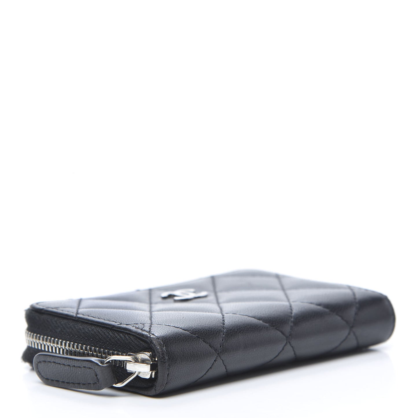 Lambskin Quilted Zip Coin Purse Black
