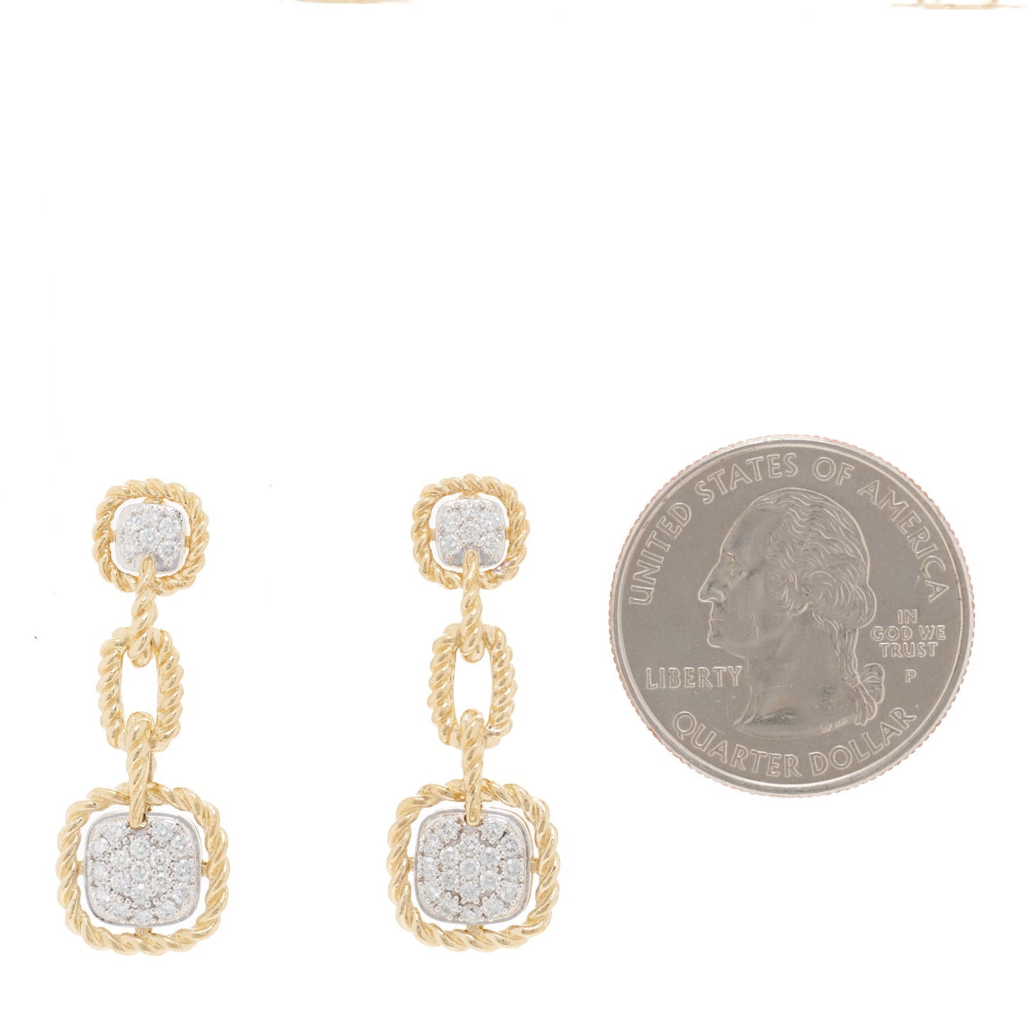 18K Yellow Gold Diamond Barocco Drop Earrings