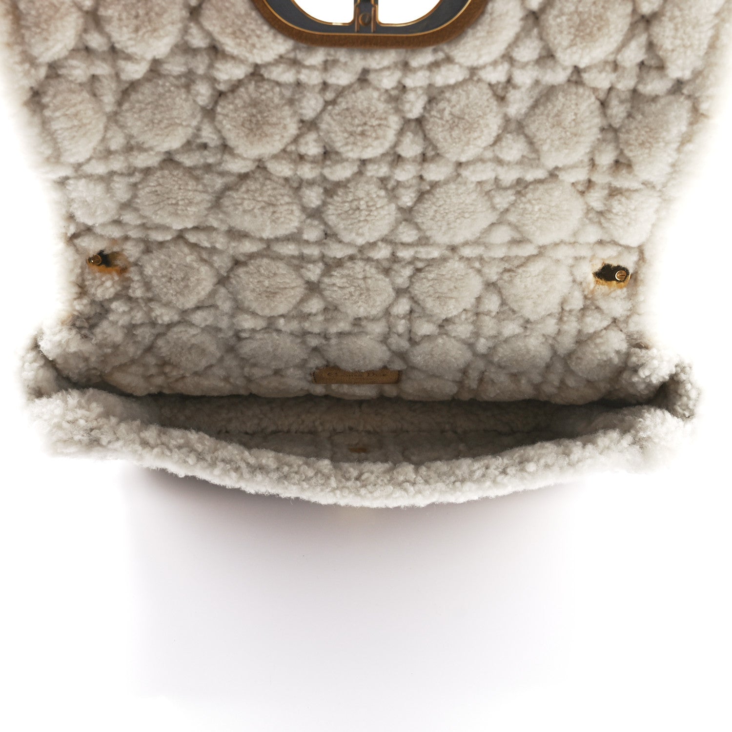 Christian Dior Shearling Cannage Large Caro Bag Camel 5 of 10