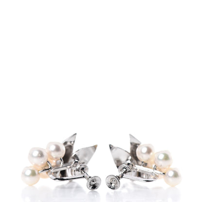 Mikimoto 14K White Gold Akoya Pearl 6-7mm Leaf Screw-Back Earrings 3 of 4