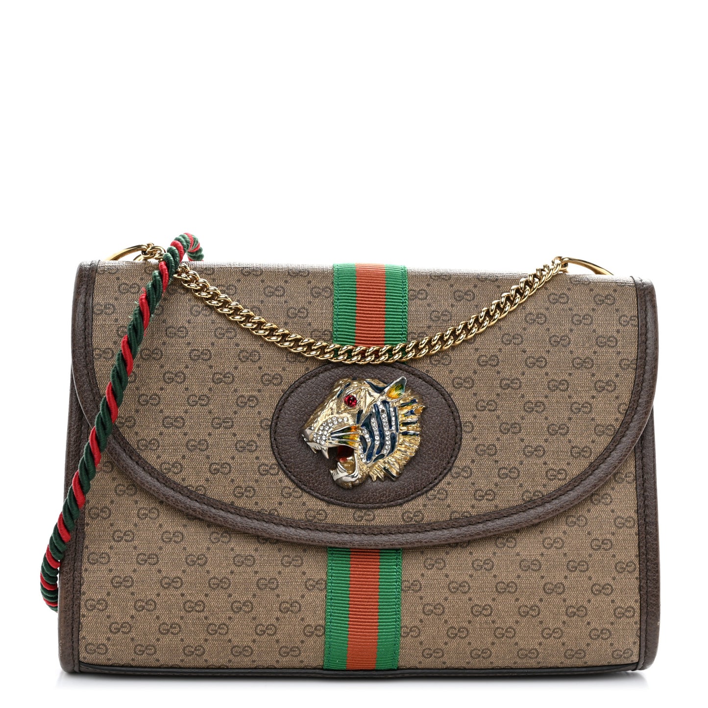 Mini Vintage GG Supreme Monogram Web Small Rajah Slim Flap Shoulder Bag Beige New Acero