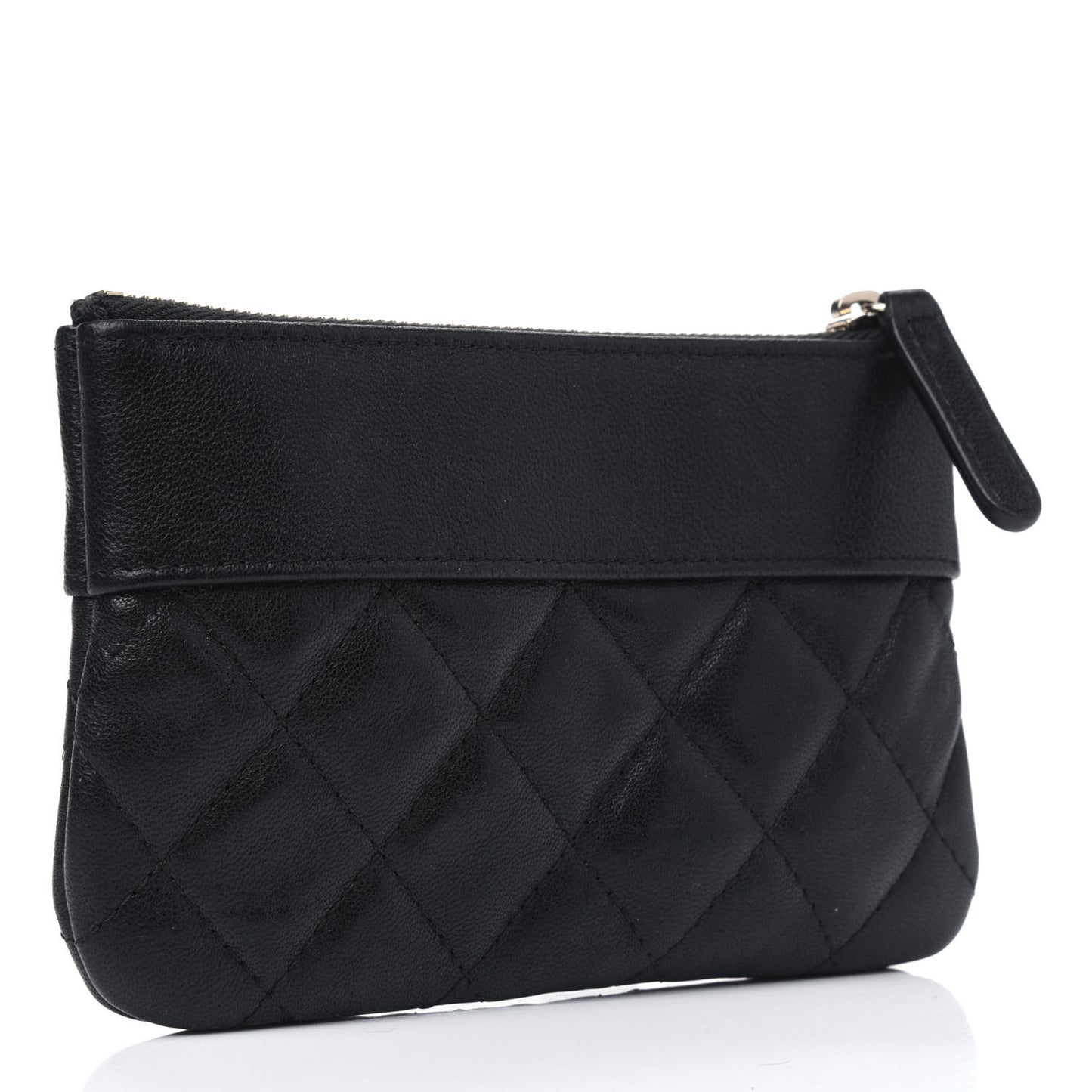 Sheepskin Quilted Small Vintage Mademoiselle Cosmetic Case Black