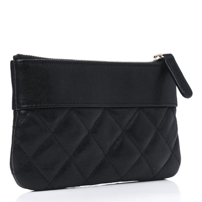 Chanel Sheepskin Quilted Small Vintage Mademoiselle Cosmetic Case Black 2 of 5