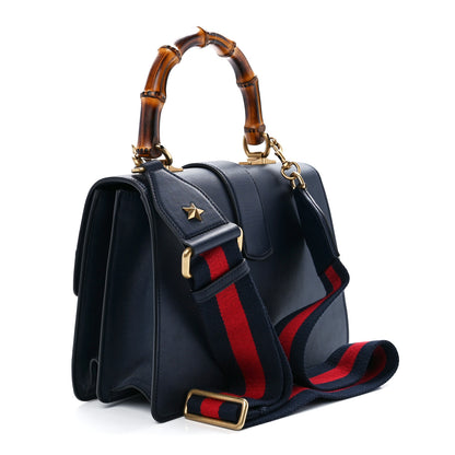 Gucci Moon Calfskin Bamboo Web Medium Dionysus Top Handle Bag Blue Emerald Hibiscus Red 3 of 12