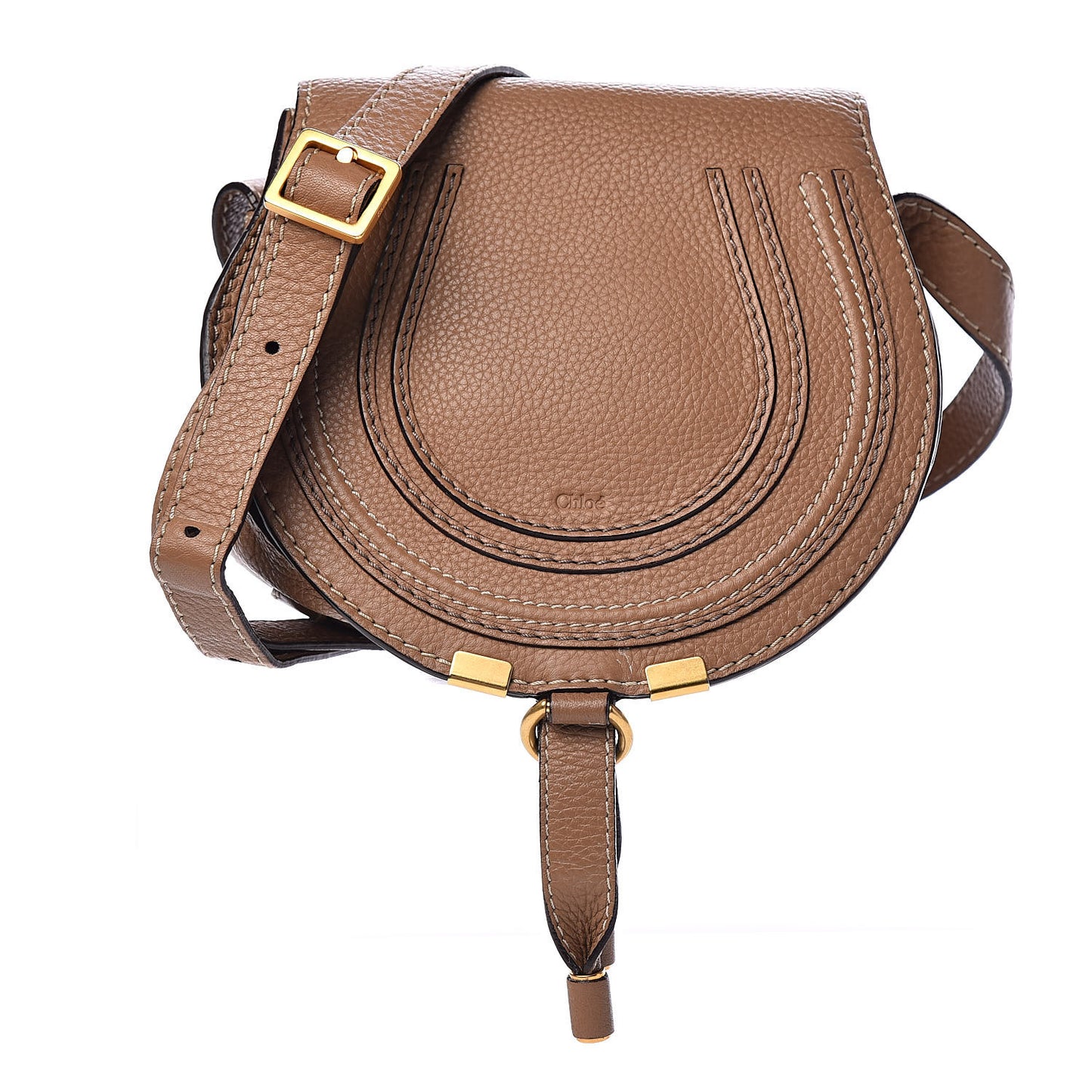 Calfskin Mini Marcie Round Crossbody Bag Nut